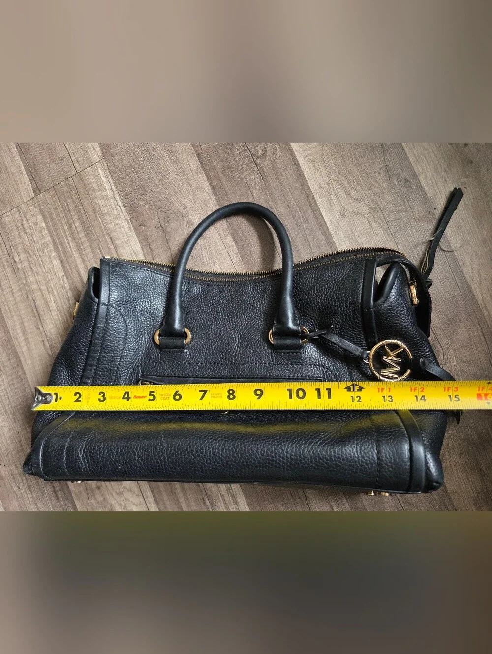 Michael Kors Black Y2K Carine Satchel Pebbled Leather Gold Medium Queen Bag